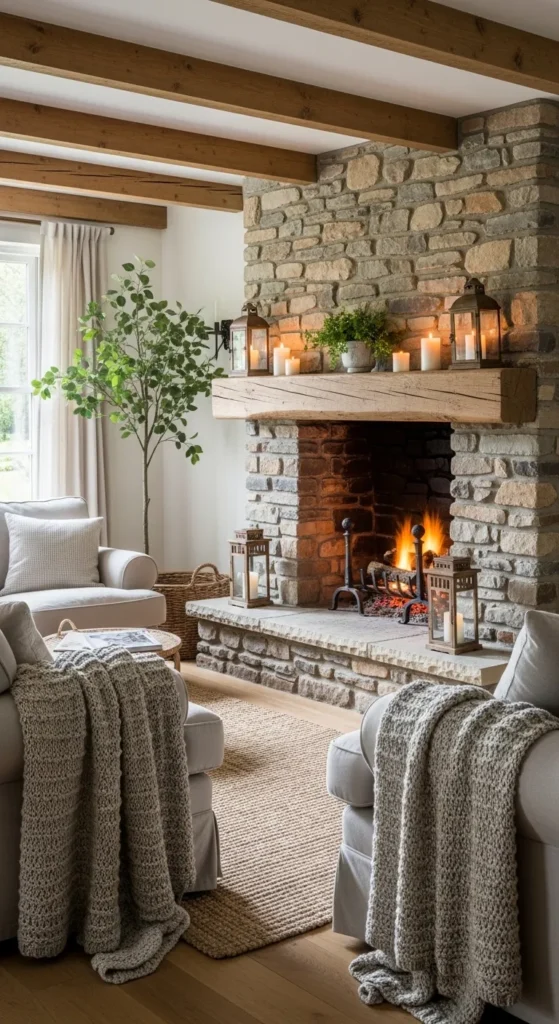 Classic Stone Cottage Fireplace