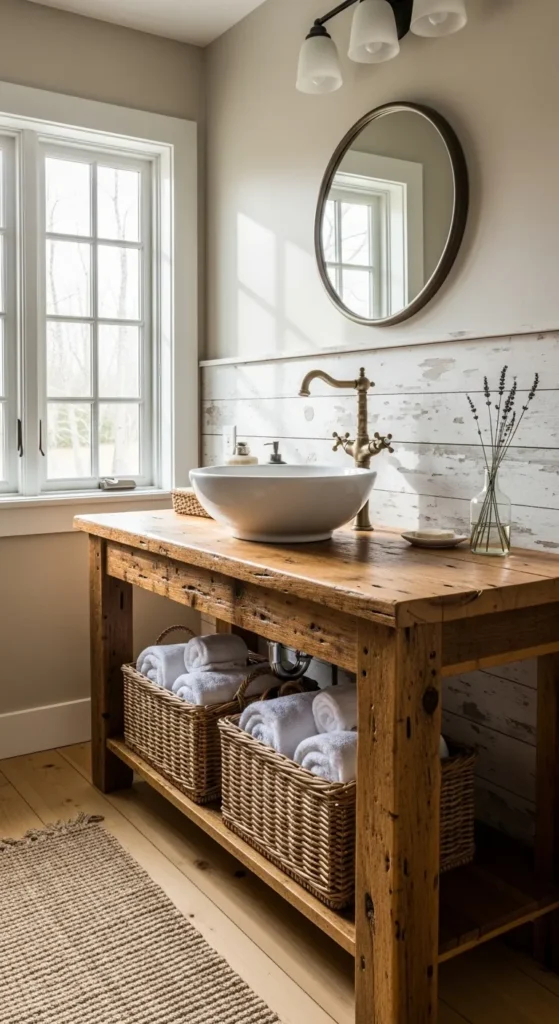 Reclaimed Wood Vanity With Vintage Character