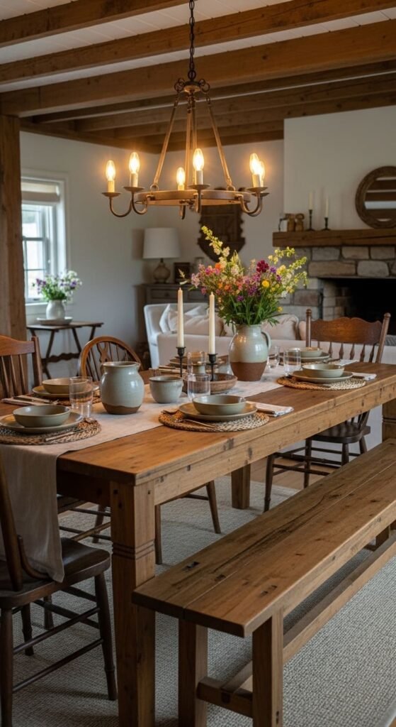 Rustic Farmhouse Table with Wooden Charm