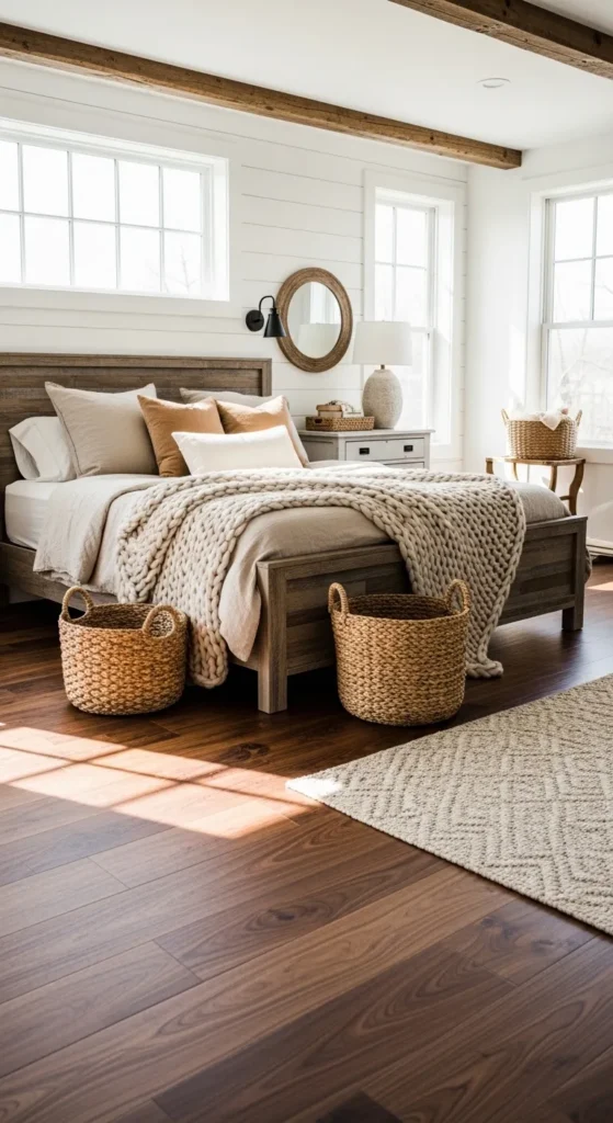 Rustic Farmhouse Retreat with Dark Walnut Floors