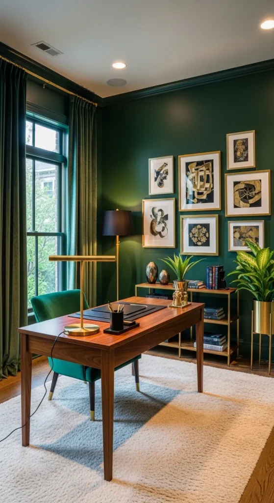 Emerald Walls with Brushed Gold Accents