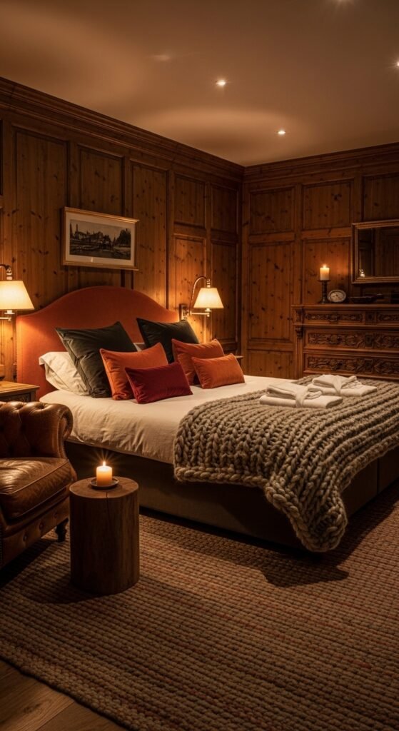 Dark Wood Paneling for Warmth and Coziness