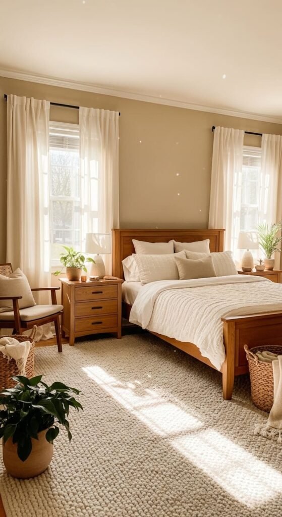 Warm Beige with Wooden Accents