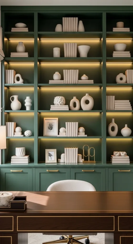  Forest Green Built-Ins with Gold Hardware