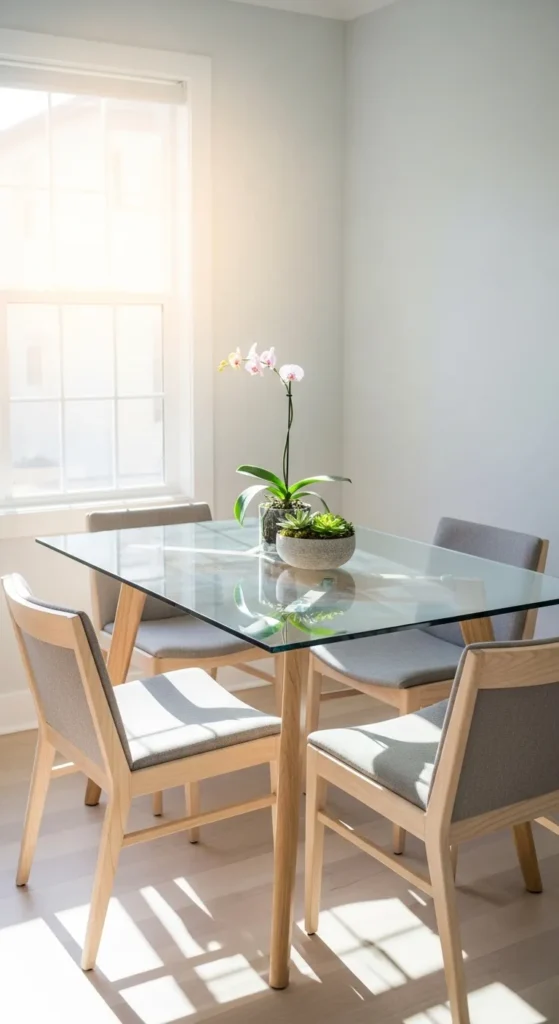 Glass Dining Table to Open the Room