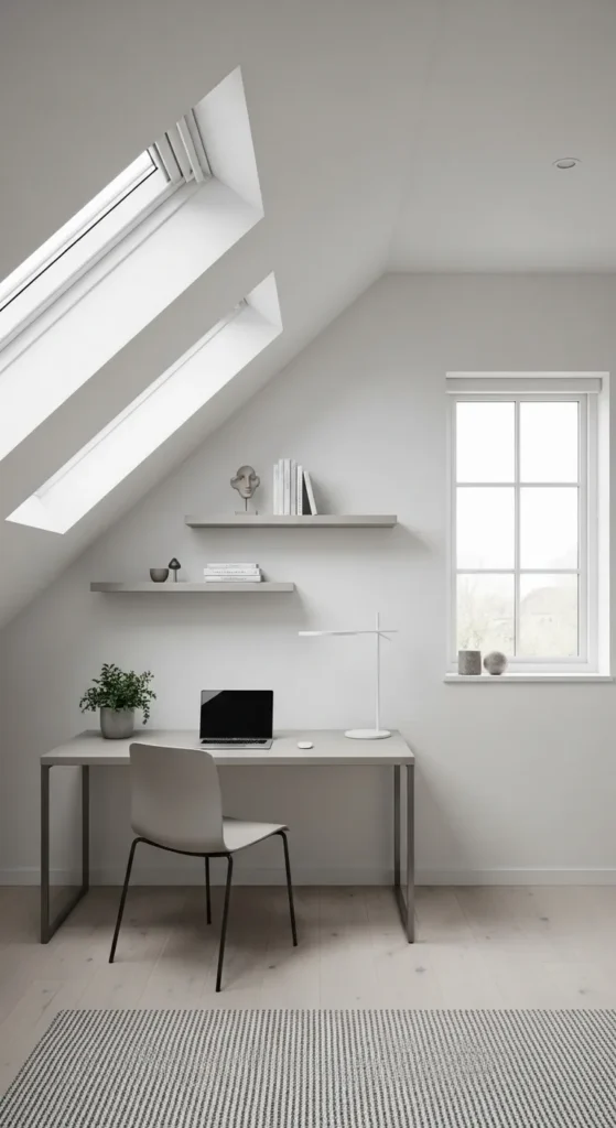 Modern Minimalist Attic Office