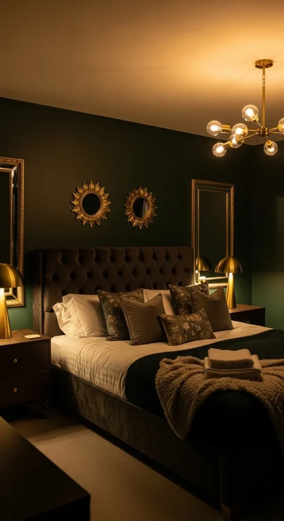 Dark Green and Gold Luxury Bedroom Style
