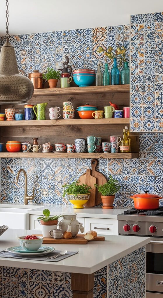 Patterned Backsplashes with Bold Tiles