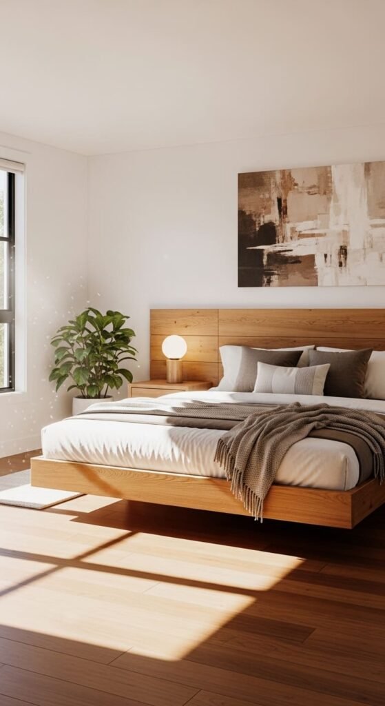 Warm Wood and White Modern Bedroom