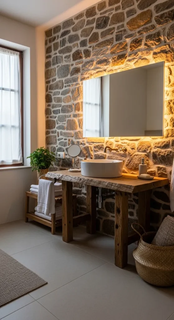 Rustic Stone Accents for Natural Warmth