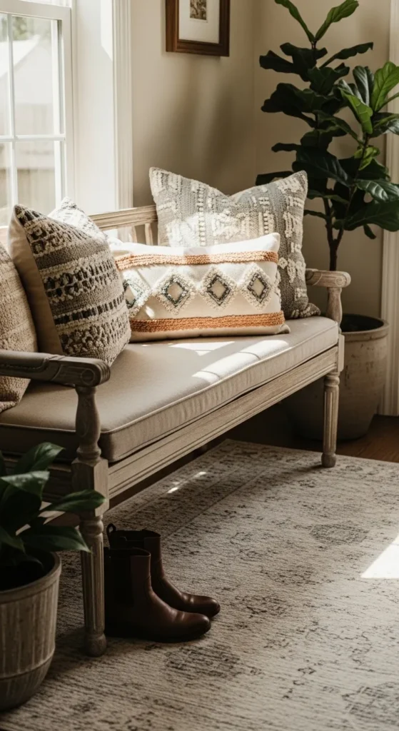 Upholstered Farmhouse Bench