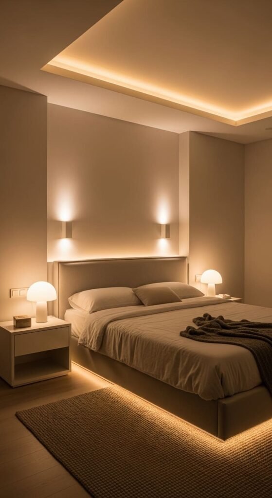 Soft Lighting Modern Bedroom Retreat