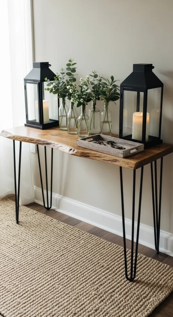 Industrial Farmhouse Table with Metal Accents