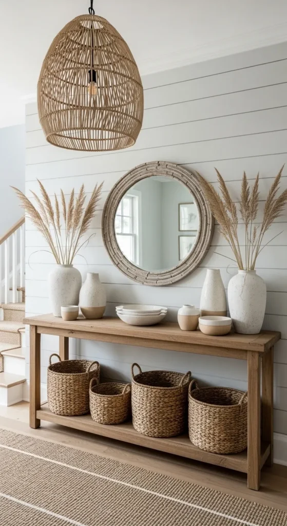 Woven Pendant Light with Natural Textures