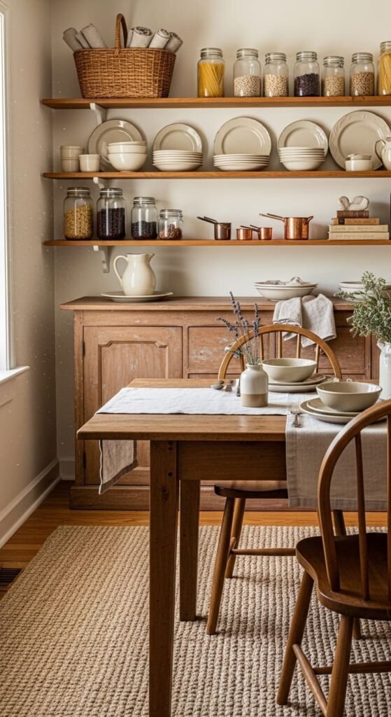 Farmhouse Decor with Open Shelving