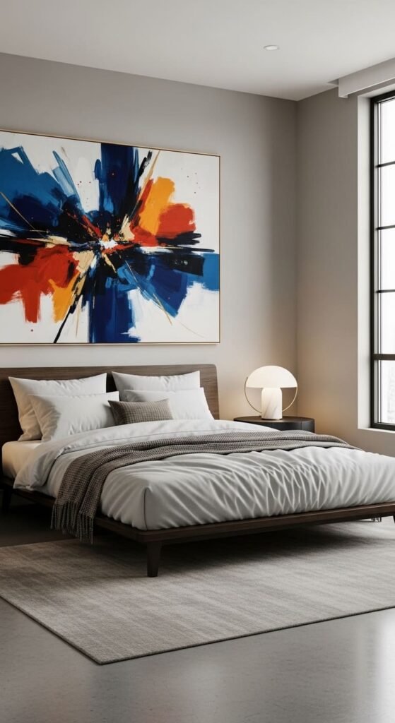 Modern Bedroom with Statement Art Piece