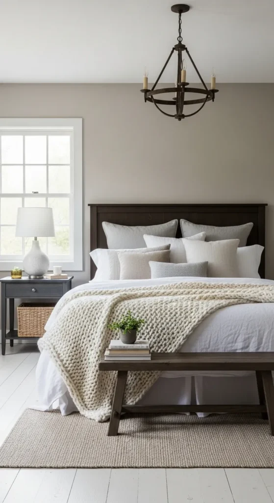 Neutral Toned Bedroom with Rustic Accents