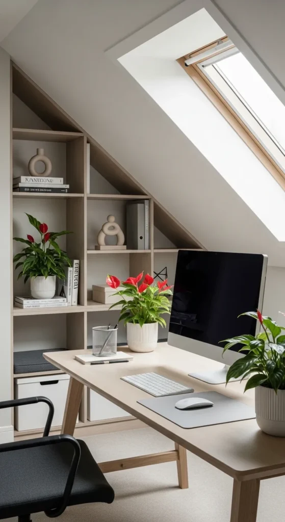 Attic Office with Creative Storage