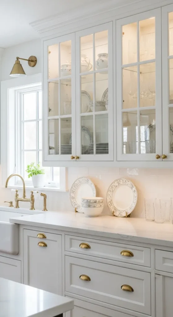 Glass Front White Cabinets