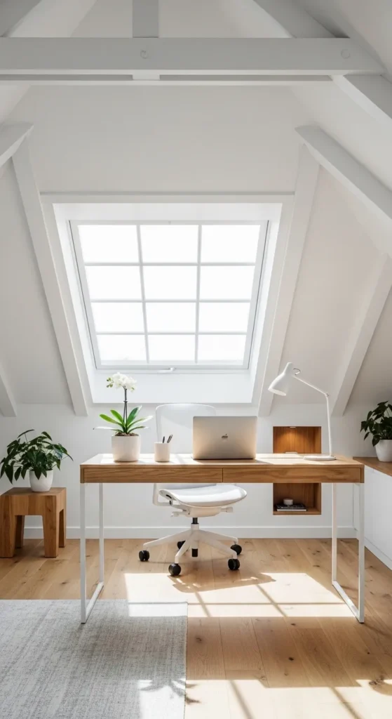 Bright White Attic Office