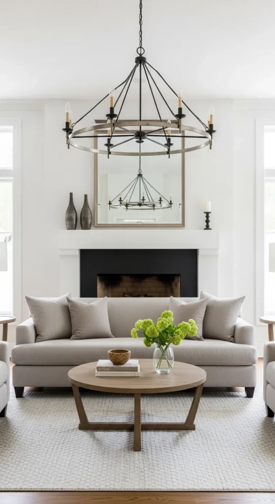 Brick Fireplace with Built-In Shelving