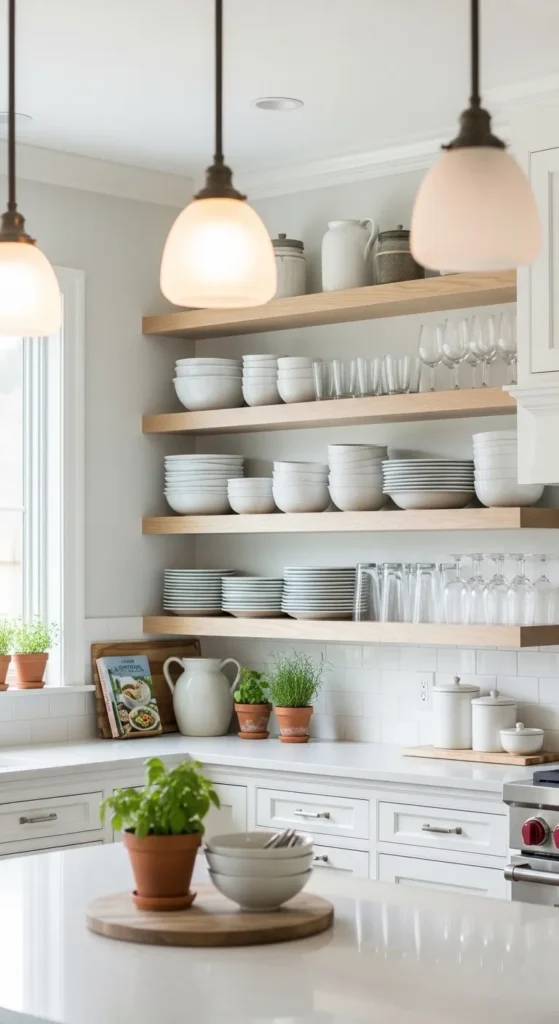 White Kitchens with Open Shelving