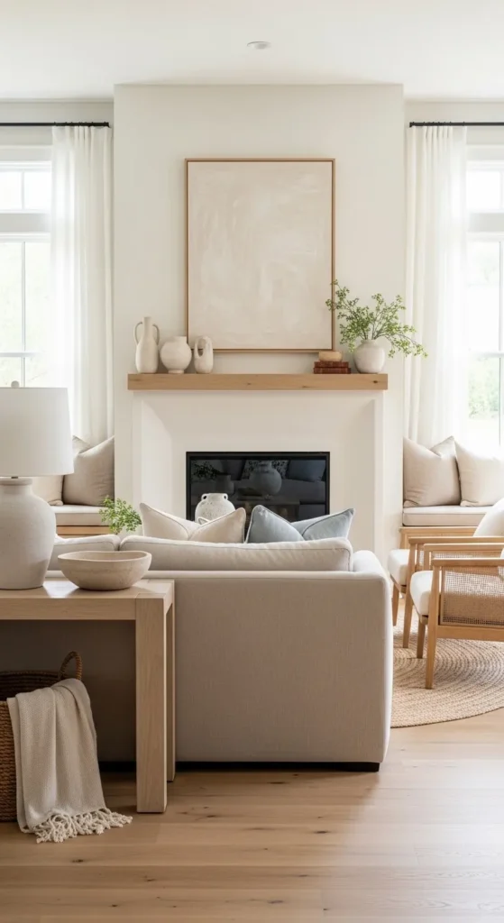 Minimal Farmhouse Fireplace with Clean Lines