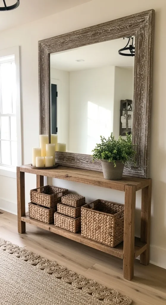 Distressed Wood Framed Mirror