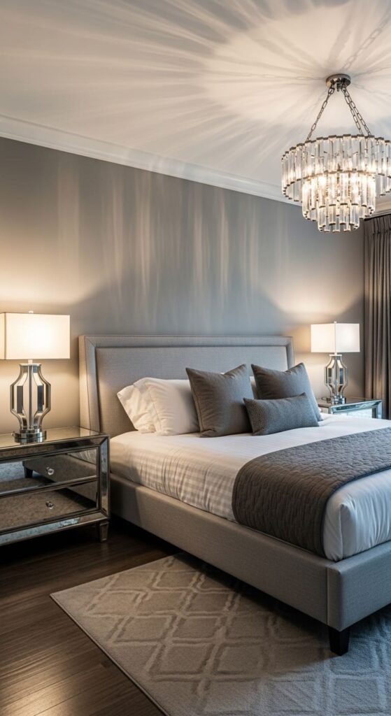 Modern Bedroom with Glass and Metal Accents