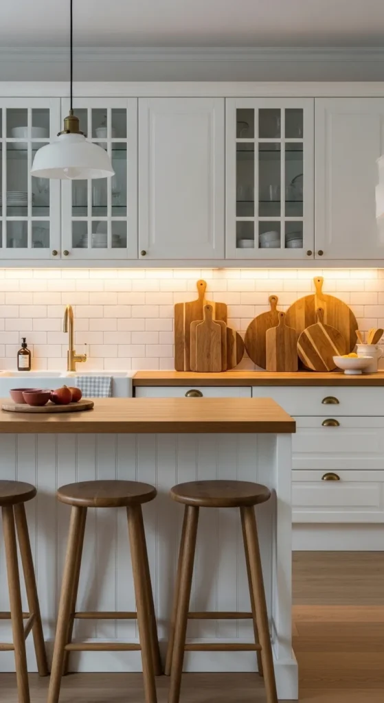 White Classic Kitchen with Wooden Accents