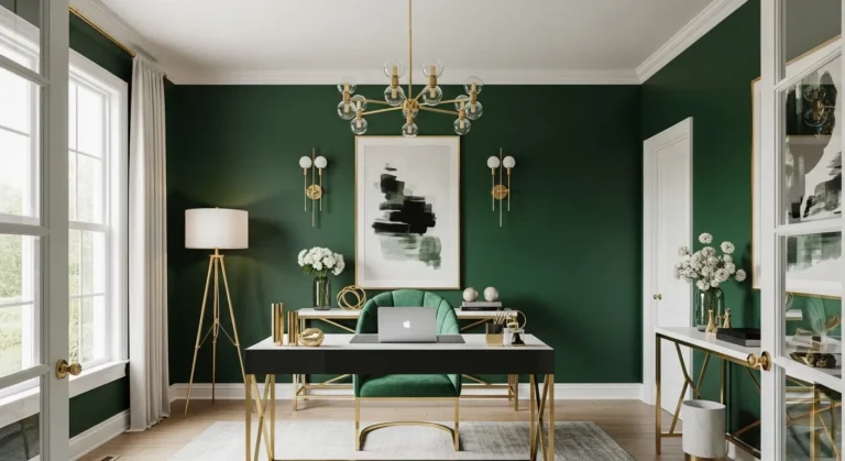 green and gold office ideas