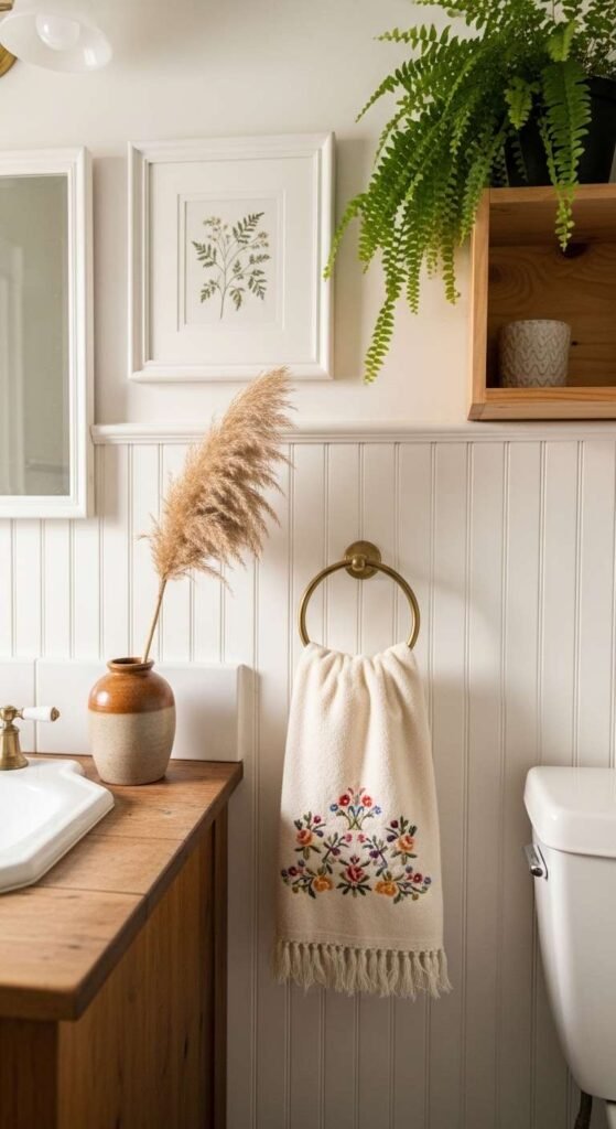 Cottage Bathroom with Floral Accents
