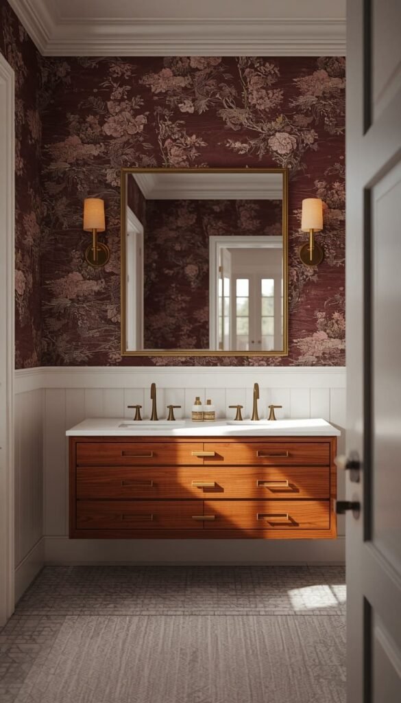 Bathroom Accent Wall Ideas Using Wallpaper One Wall Big Impact