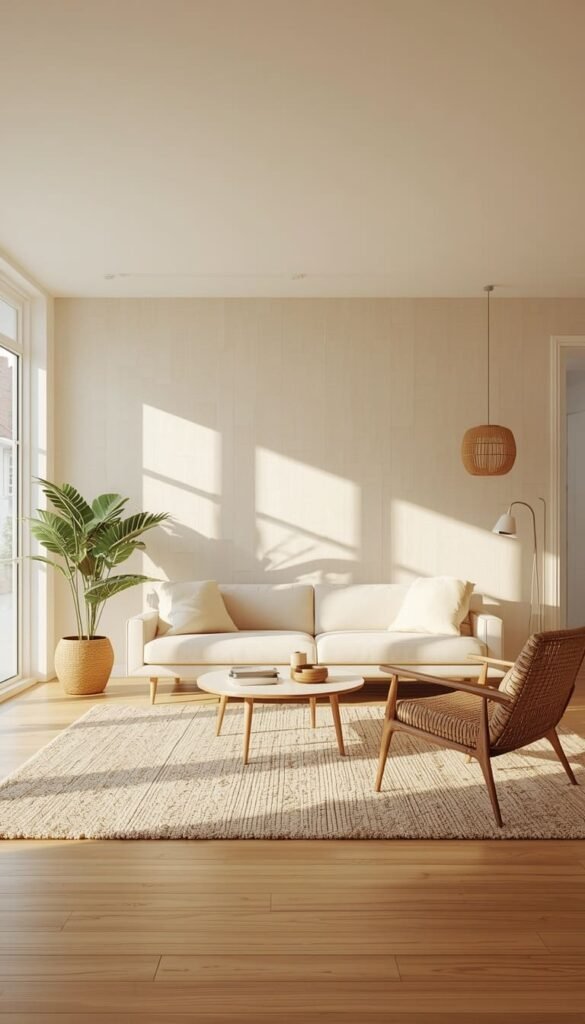  Beige Geometric Minimalist Wallpaper for Living Rooms