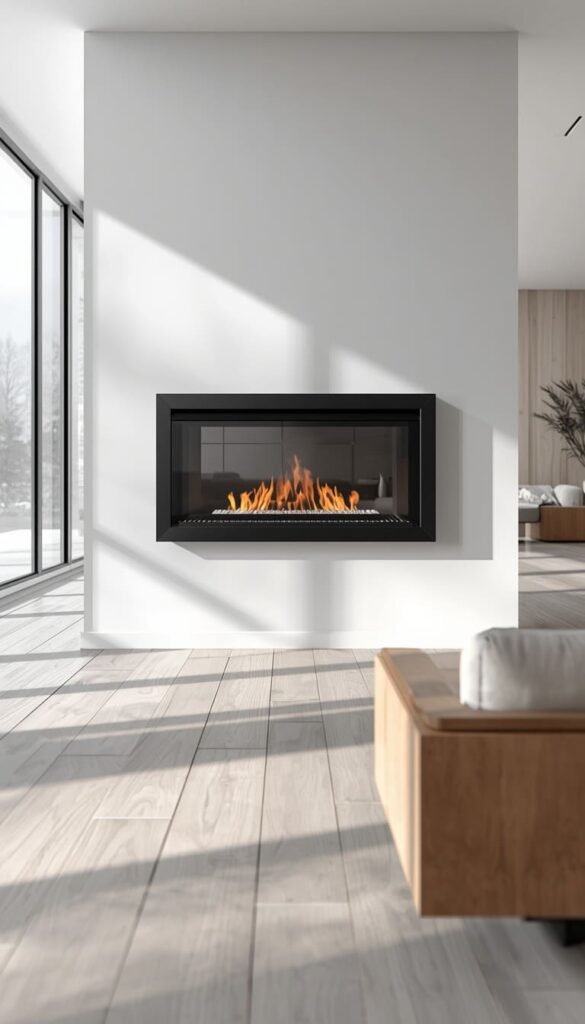 Black Frame Glass Fireplace