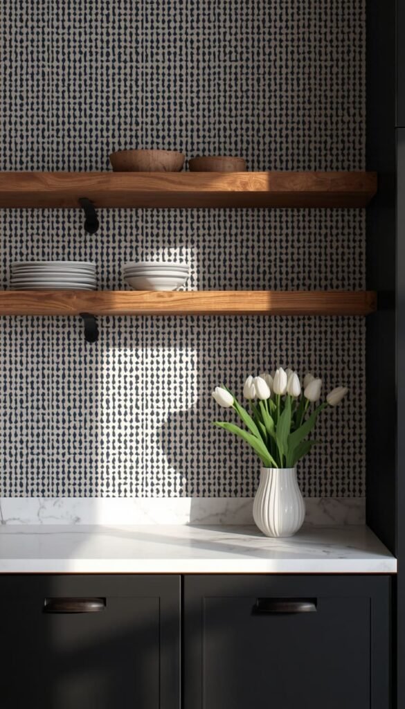 Black and White Kitchen Wallpaper That Is Bold Timeless and Always Chic