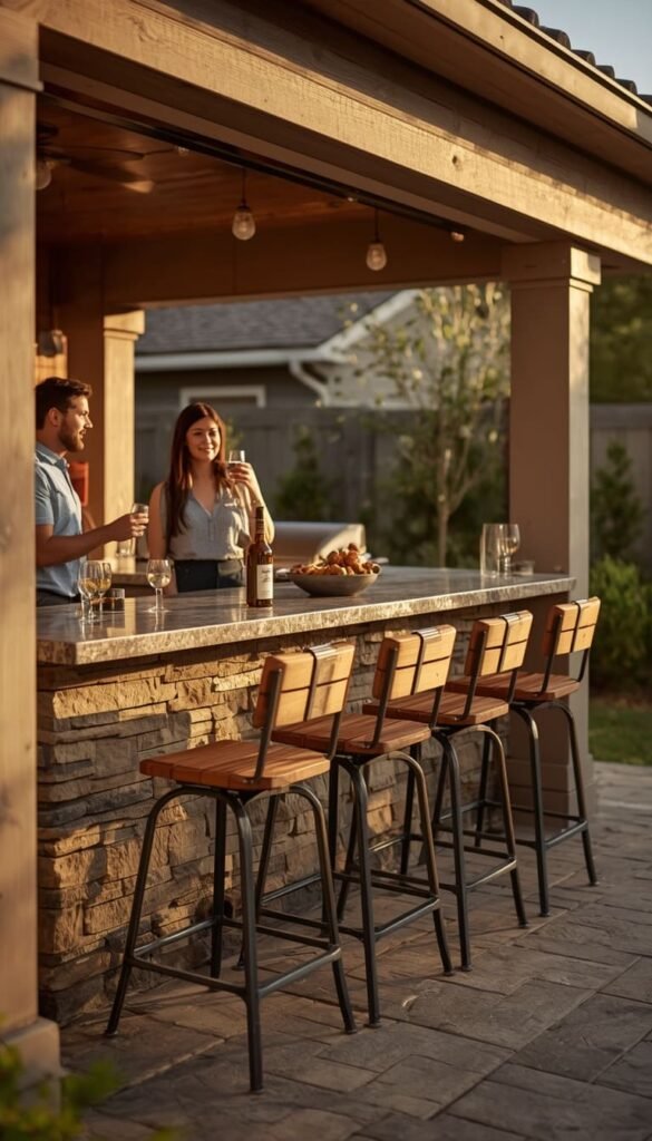 Built In Outdoor Grill Island with Bar Style Seating