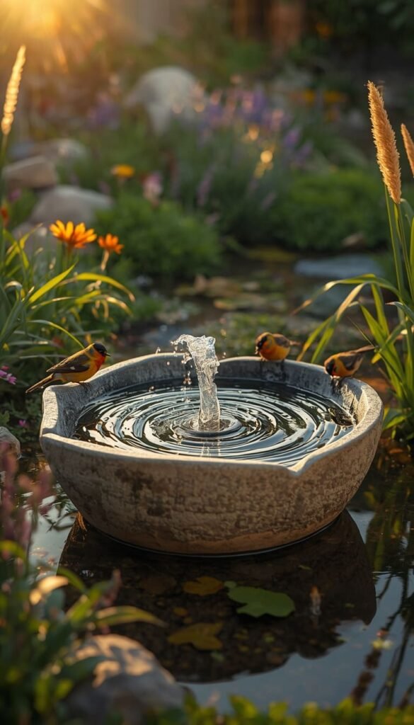 Concrete Bird Bath Fountain Ideas That Attract More Bird Species