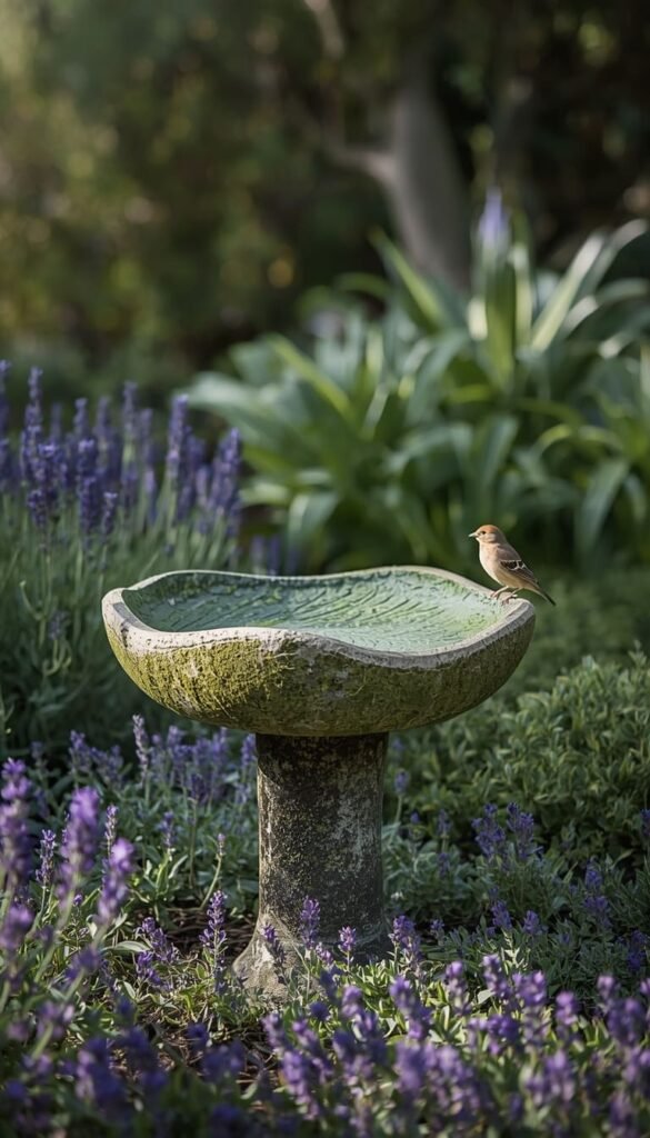 Concrete Leaf Cast Bird Bath
