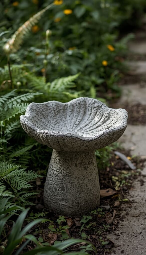 Concrete Leaf Cast Bird Bath