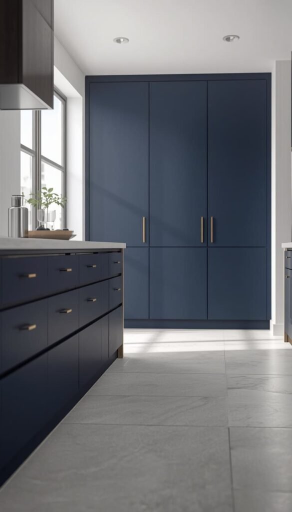  Contemporary Flat Front Navy Cabinets