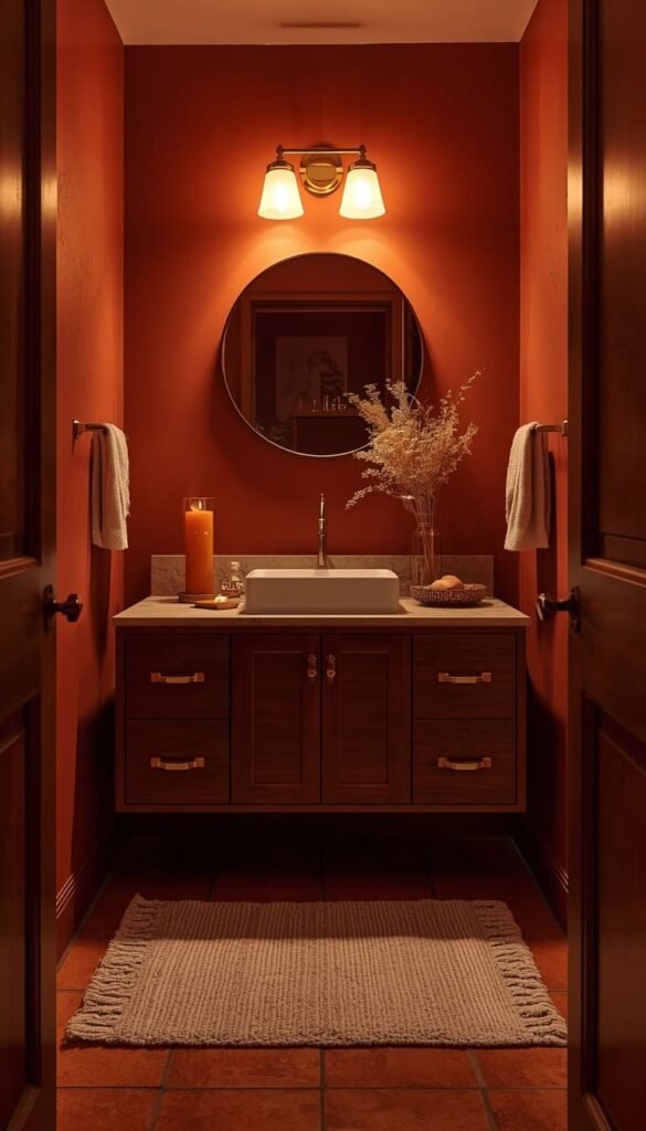 Cozy Bathroom Colors Moody Warm Tones for Low Light Bathrooms