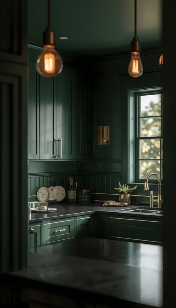  Cozy Green Kitchen Style Through Full Color Drenching