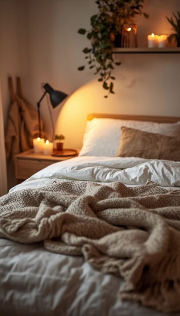 Cozy IKEA Bedroom Vibes With Textiles and Warm Lighting