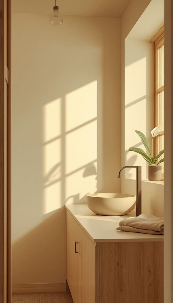  Creamy White and Warm Wood with Japandi Influence