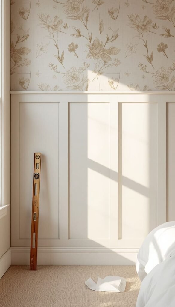 DIY Farmhouse Wallpaper Accent Wall