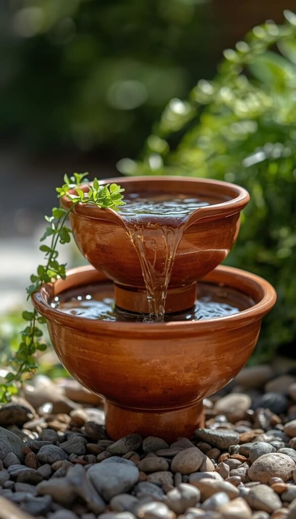 DIY Stacked Ceramic Solar Bird Bath Fountain