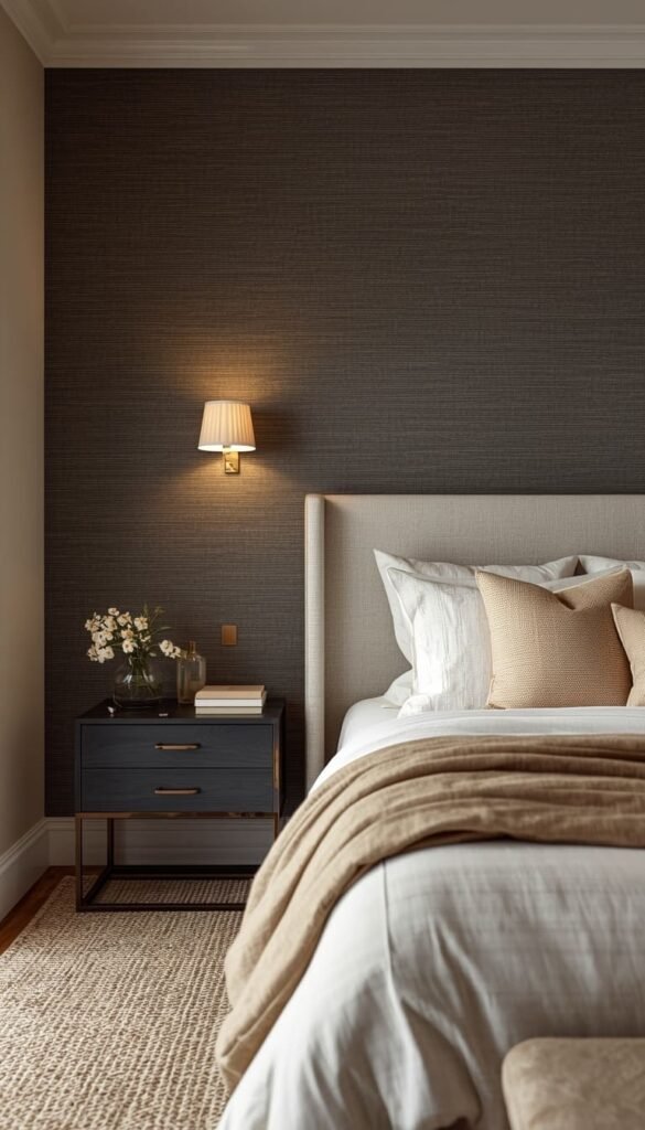  Dark Grey Grasscloth Accent Wall One Wall Only Strategy