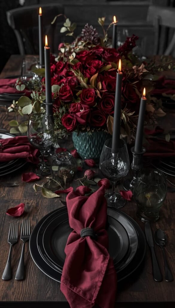 Dark and Moody Fall Tablescape Ideas for the Bold Host