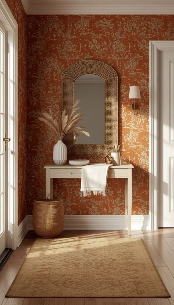 Earthy Terracotta and Warm Boho Farmhouse Wallpaper